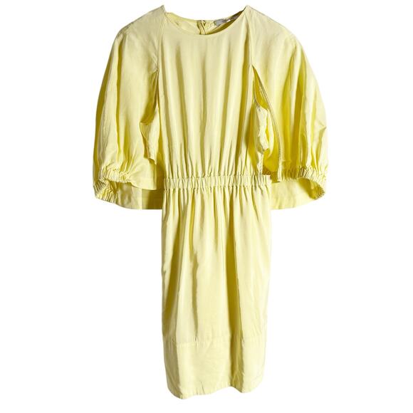 Tibi Gemma Linen Blend Yellow Cape Mini Dress Size 4 - Picture 6 of 16